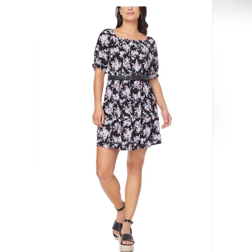 Wallflower Black and Pink Floral Mini Dress S